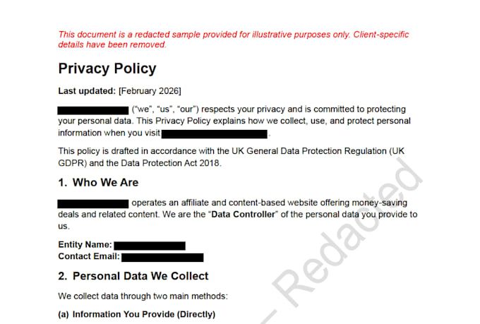 draft a UK gdpr compliant privacy policy